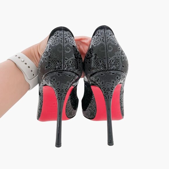 Christian Louboutin Muchapump 120 EU 37 US 7 Black Suede Lace High Heel Pump - Picture 7 of 12